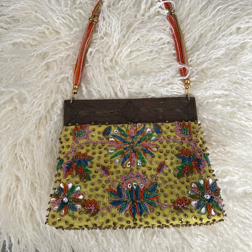 Meera Mahadevia Mini Silk Beaded Handbag.